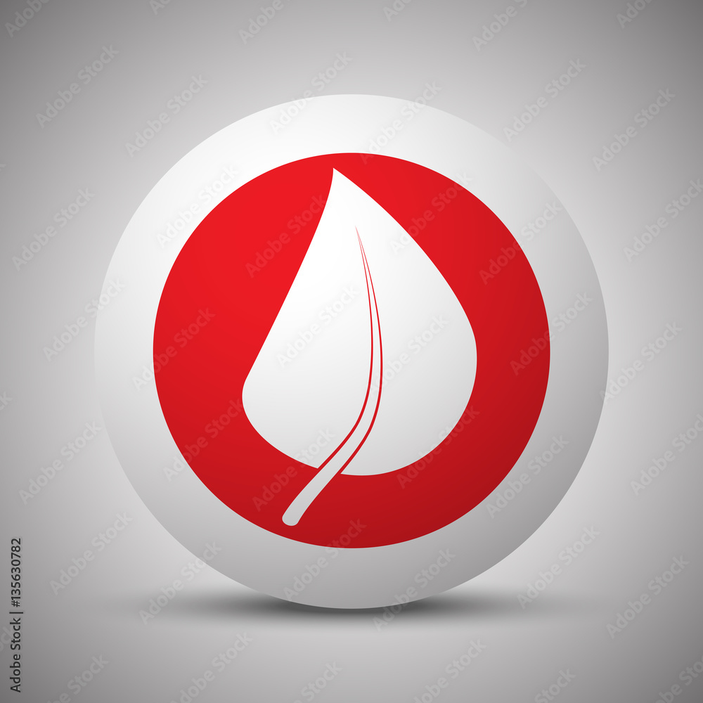 Red Herbs icon on white sphere Red Herbs icon on white sphere