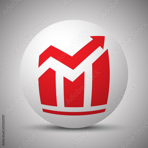 Red Trend icon on white sphere