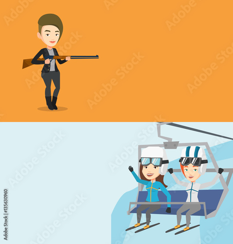 Two sport banners with space for text.