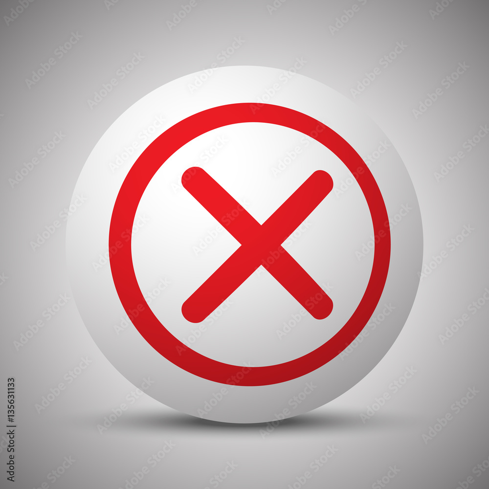 Obraz premium Red Cancel icon on white sphere