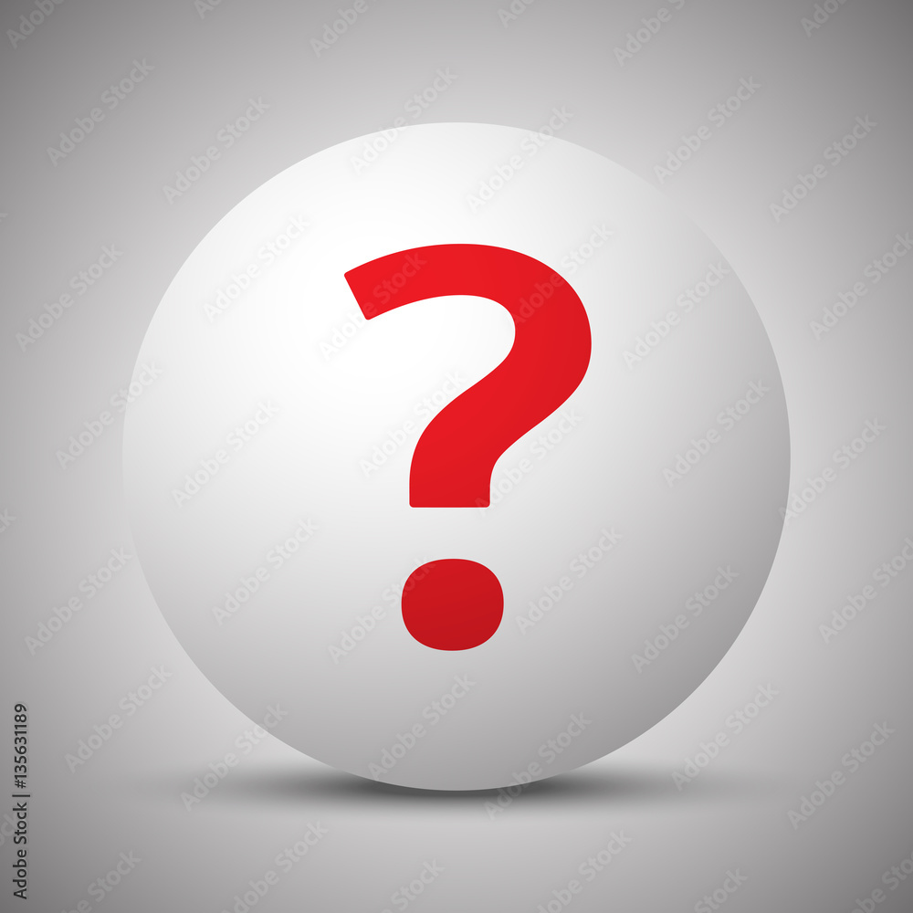 Red Question Mark icon on white sphere