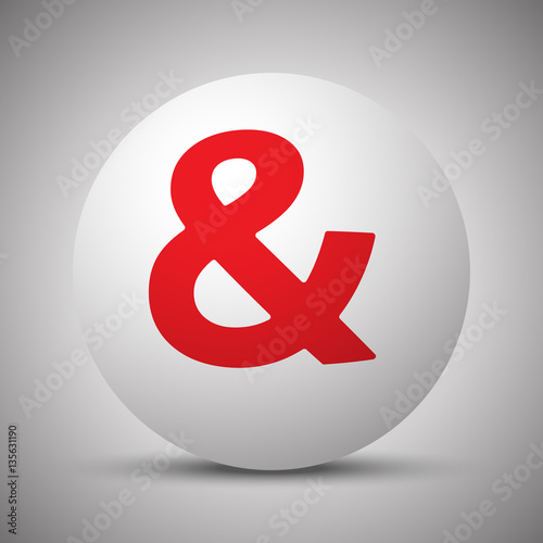 Red Ampersand icon on white sphere