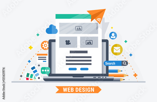 Web design. Flat vector  illustration for your site.