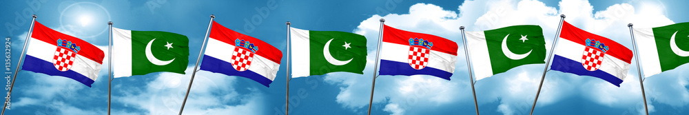 croatia flag with Pakistan flag, 3D rendering croatia flag with Pakistan flag, 3D rendering