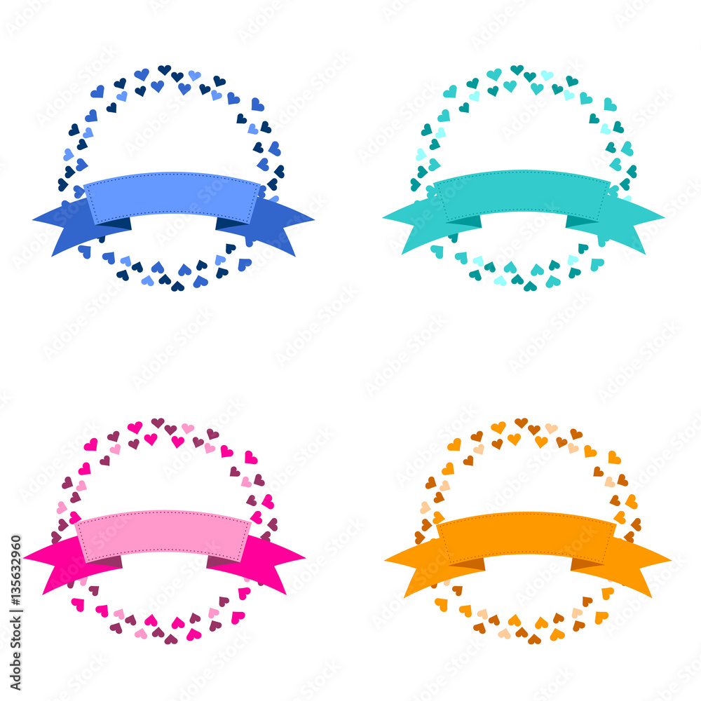 Heart circle banners collection Heart circle banners collection