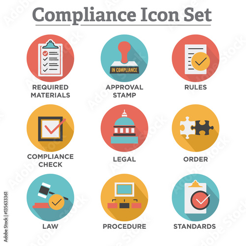 In compliance - icon set that shows a company passed inspection