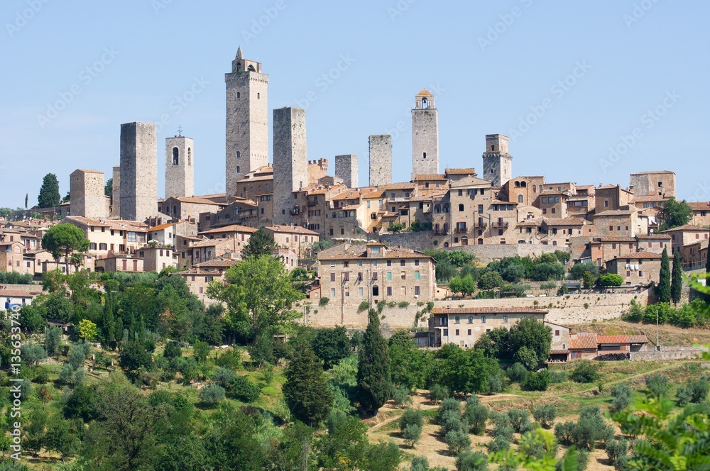 Historic town San Gimignano in the Tuscany, Italy