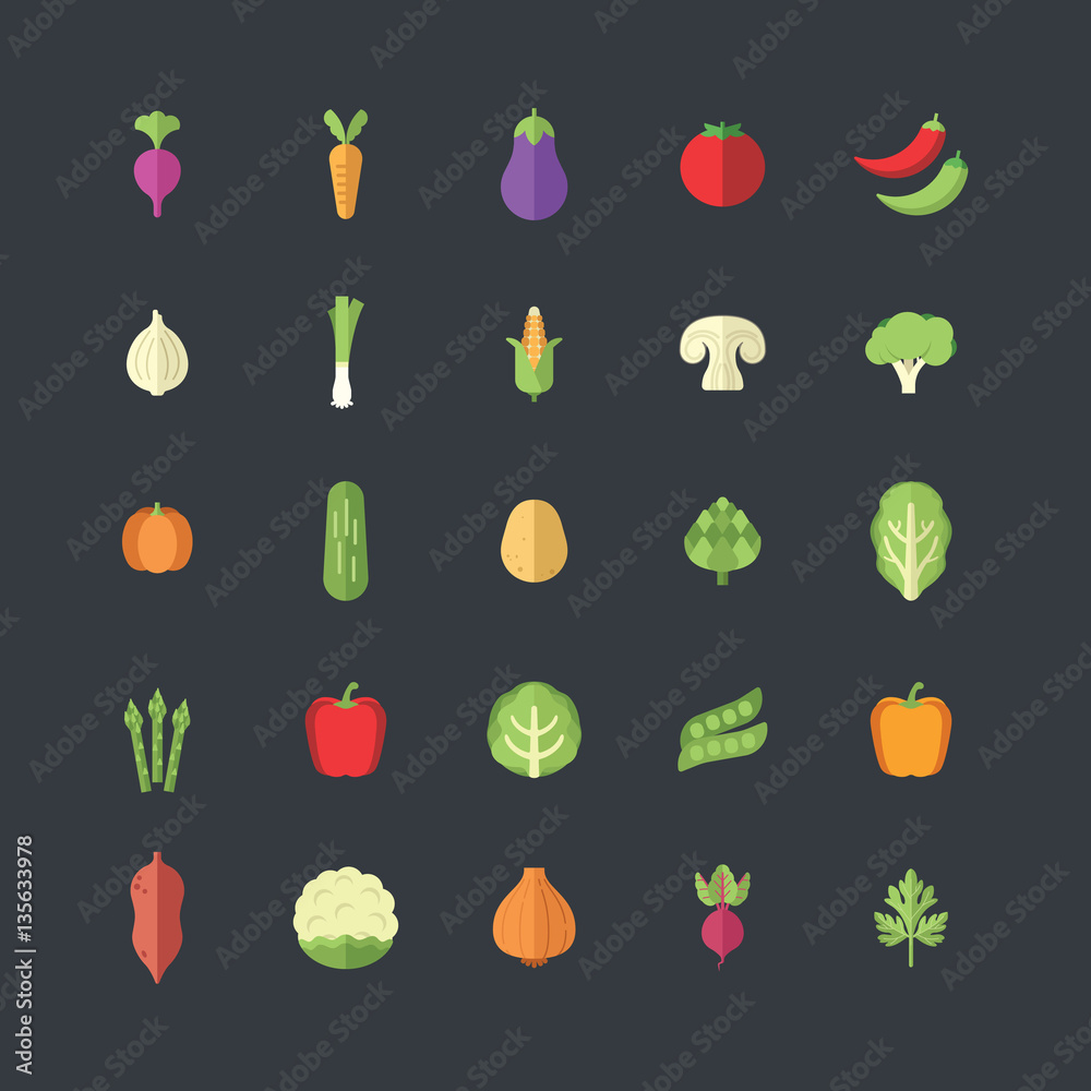 Vegetables Flat Design Icon Stock Vector | Adobe Stock