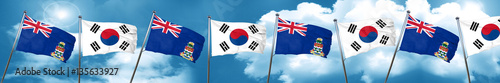 cayman islands flag with South Korea flag, 3D rendering