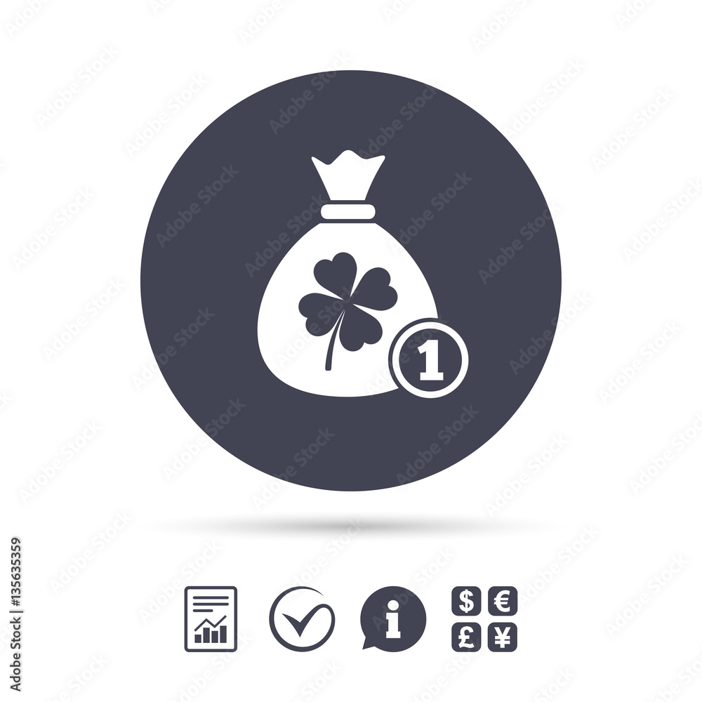 Money bag with Clover sign. St. Patrick symbol. Money bag with Clover sign. St. Patrick symbol.