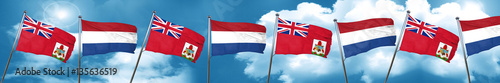 bermuda flag with Netherlands flag, 3D rendering