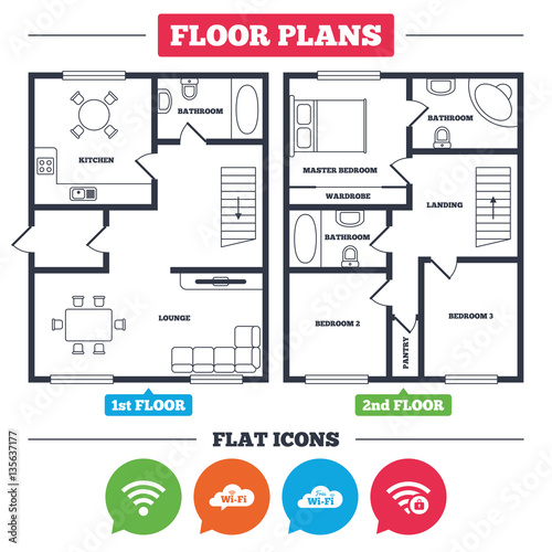 Wifi Wireless Network icons. Wi-fi zone locked.