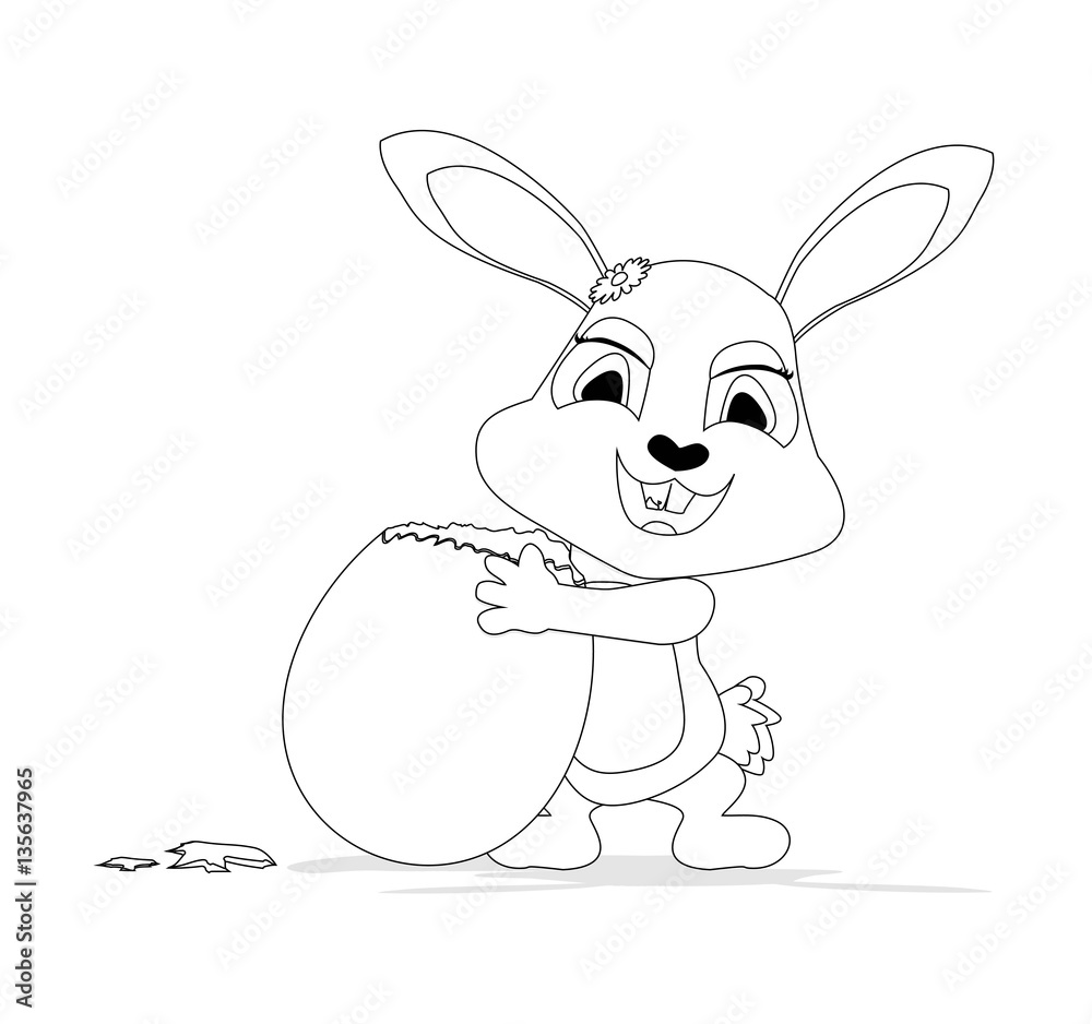 disegno da colorare di coniglietto con uovo di pasqua Stock-vektor | Adobe Stock