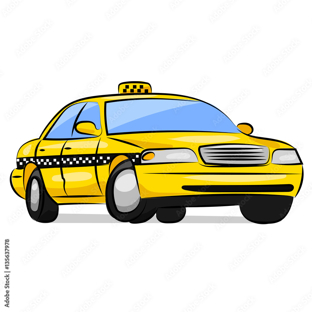 yellow taxi cab isolated at the white background