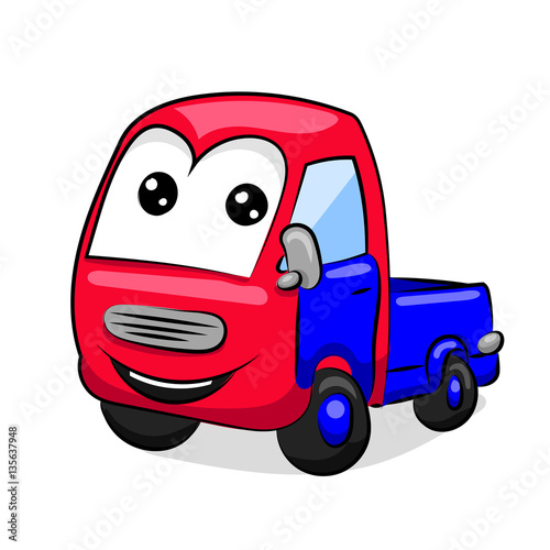 cartoon funny red and blue tipper with eyes