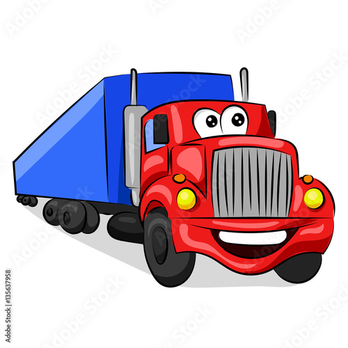 Obraz na płótnie big funny red cabin truck with eyes and mouth w salonie