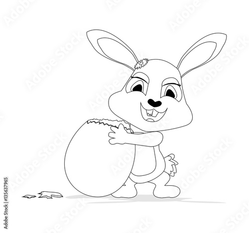 disegno da colorare di coniglietto con uovo di pasqua 