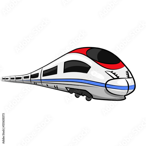 high-speed train isolated at the white background