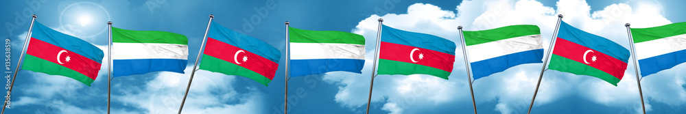 Azerbaijan flag with Sierra Leone flag, 3D rendering Azerbaijan flag with Sierra Leone flag, 3D rendering