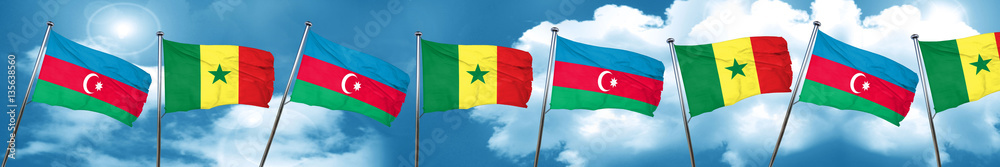 Azerbaijan flag with Senegal flag, 3D rendering Azerbaijan flag with Senegal flag, 3D rendering