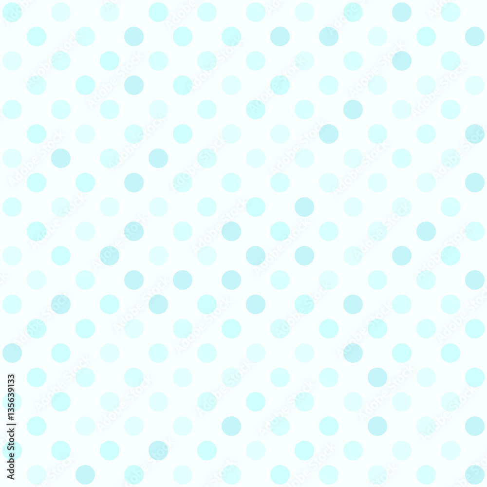 Cyan polka dot pattern. Seamless vector dot background