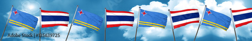 aruba flag with Thailand flag, 3D rendering