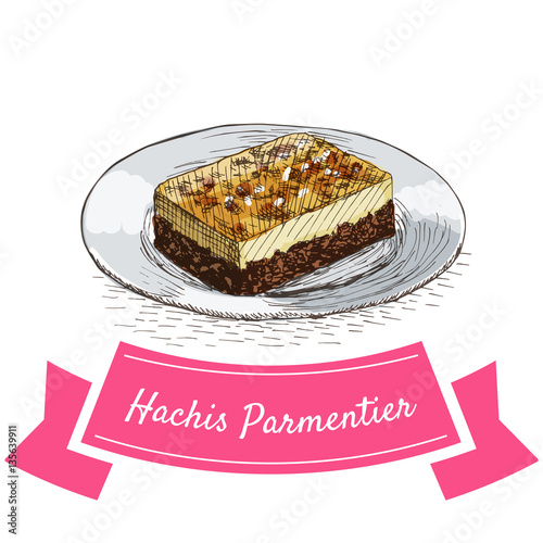 Hachis Parmentier colorful illustration.