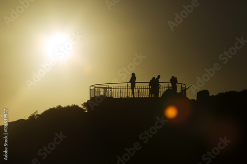 Viewing Platform at sunset, lens flare