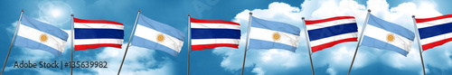 Argentina flag with Thailand flag, 3D rendering
