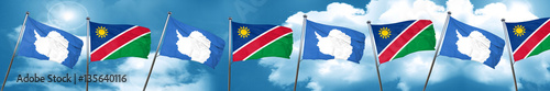 antarctica flag with Namibia flag, 3D rendering