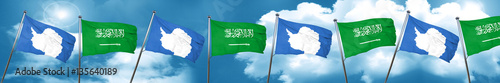 antarctica flag with Saudi Arabia flag, 3D rendering