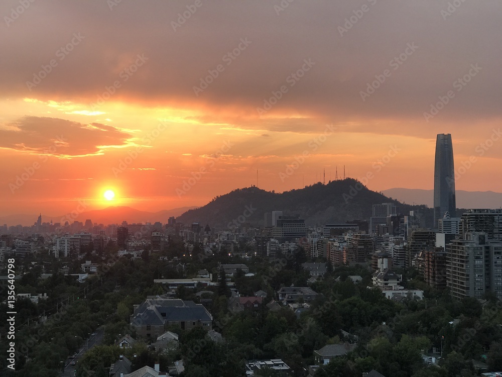 sunset clouds in Santiago  Chile