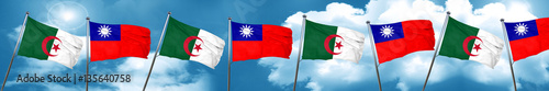 algeria flag with Taiwan flag, 3D rendering