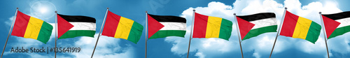 Guinea flag with Palestine flag, 3D rendering