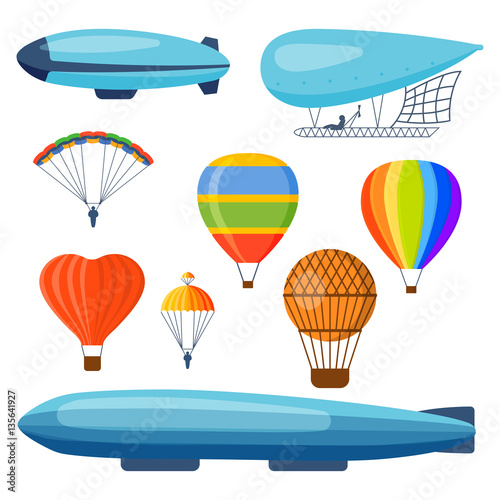 Ballon aerostat transport vector set.