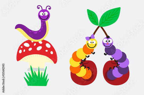 Cartoon caterpillar insect vector illustration.