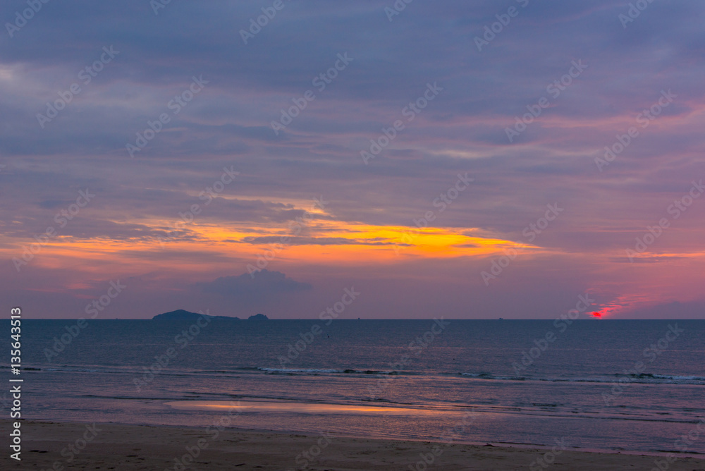 colorful sky with clouds  and sea
