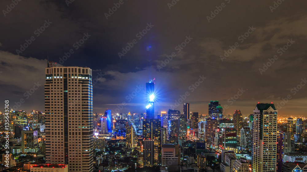 Top view of Bangkok Cityscape at night,Thailand (MahaNakhon Tower)