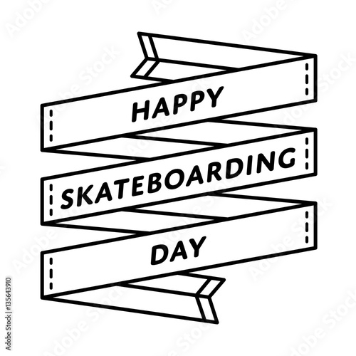 Happy Skateboarding Day emblem isolated vector illustration on white background. 21 june world sporty holiday event label, greeting card decoration graphic element