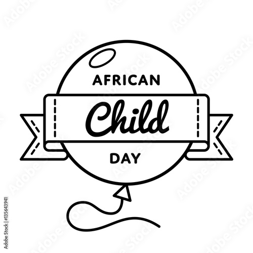African Child day emblem isolated vector illustration on white background. 1 june social holiday event label, greeting card decoration graphic element