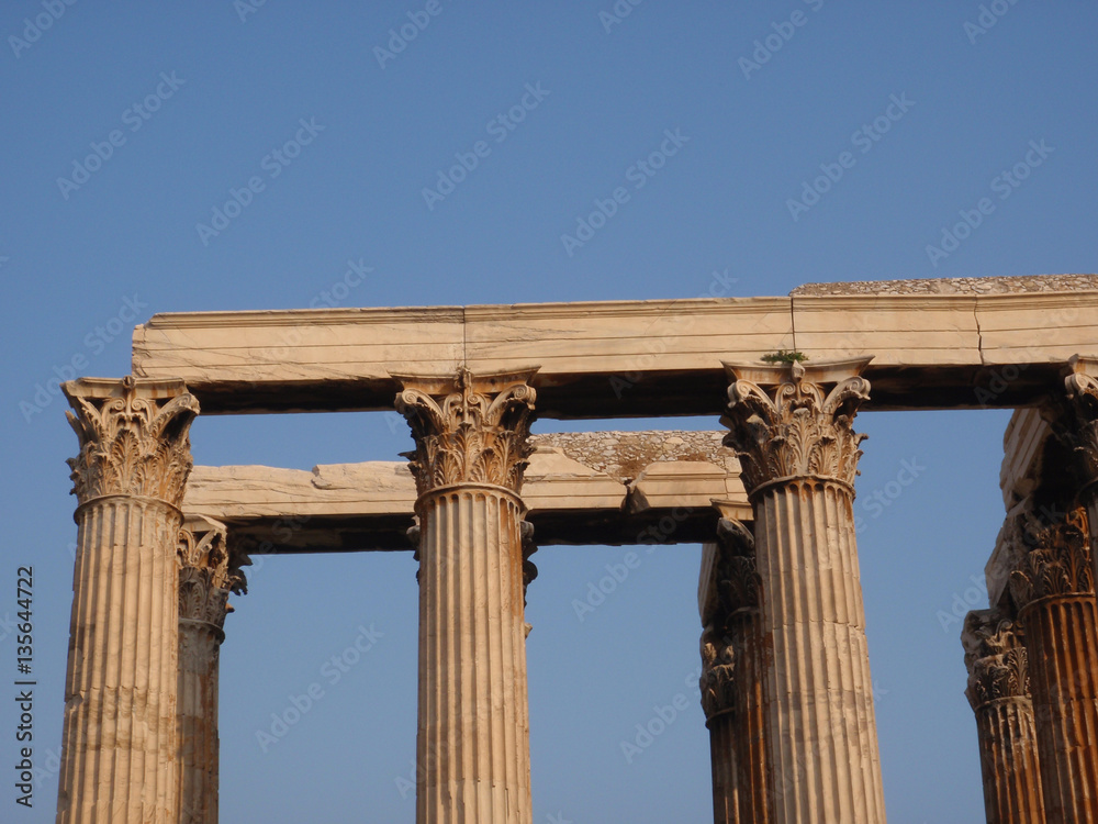 The temple of Zeus also known as Olympieion built in 174 BC in Athens, Greece.