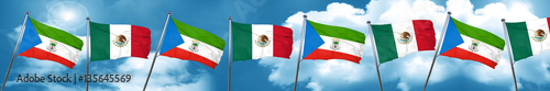 Equatorial guinea flag with Mexico flag, 3D rendering