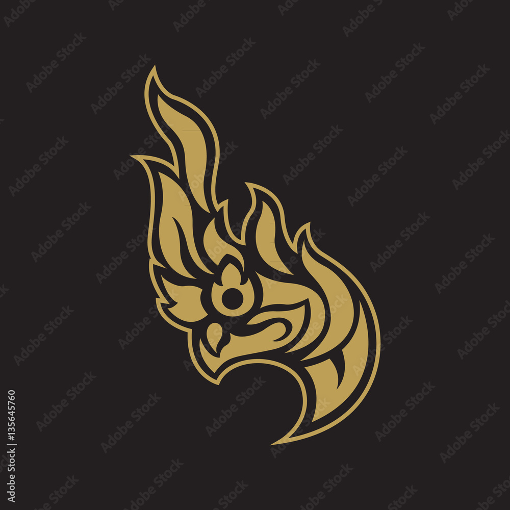 Snake logo in traditional Thai art, Naga Thai dragon - obrazy, fototapety, plakaty 