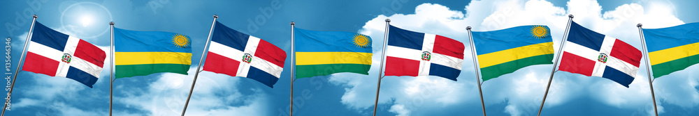 dominican republic flag with rwanda flag, 3D rendering dominican republic flag with rwanda flag, 3D rendering