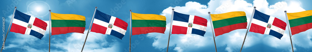 dominican republic flag with Lithuania flag, 3D rendering dominican republic flag with Lithuania flag, 3D rendering