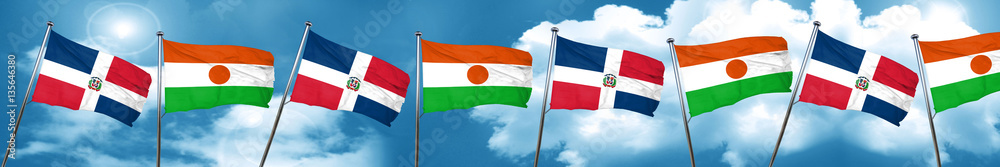 dominican republic flag with Niger flag, 3D rendering dominican republic flag with Niger flag, 3D rendering
