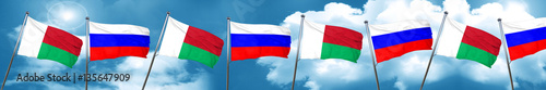 Madagascar flag with Russia flag, 3D rendering