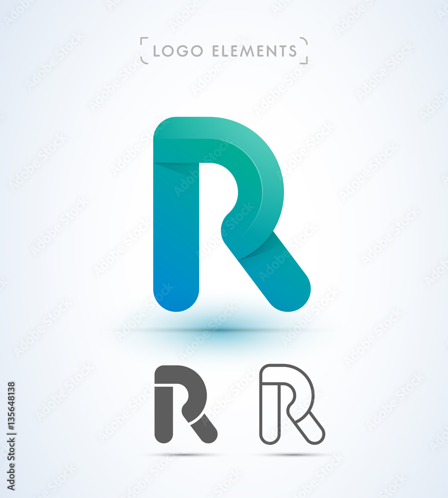 Origami paper letter R logo icon