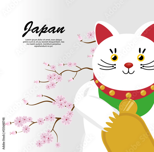 japanese culture cat lucky vector illustration design