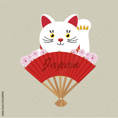 japanese culture cat lucky vector illustration design